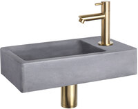 Differnz Fonteinset Force Rechthoek 40x22x8cm Beton Donkergrijs Recht Toiletkraan Clickwaste Sifon Geborsteld Goud