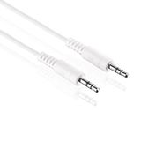HDSupply AC011-015 Audio Stereo verbindingskabel 3,5 mm stekker op 3,5 mm stekker, Ultra Slim Design, 1,50 m, wit