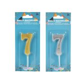 Color Party Birthday Candle Gold and Silver Number "7"