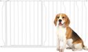 PawHut barrière de porte pour chien, barrière d'escalier, 75-145 cm barrière pour chien, barrière à pression, barrière de protection, ouverture bidirectionnelle, acier, blanc