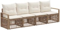vidaXL Tuinbank - Set - 4 zitplekken - Beige - Polyrattan