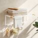 Icecat Porte-serviettes Mural Pliant 5 Barres 6 Crochets Bois Acier 60x32.5x20 cm Blanc
