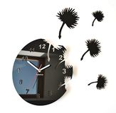 Flexistyle Moderne wandklok DANDELION rond zonder tikken (zwart)