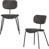 WOOOD Link Eetkamerstoelen - Ribstof - Bruin/Grijs - Set van 2