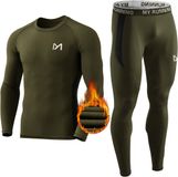 MEETHOO Thermo kleding set voor mannen en vrouwen - Thermo-ondergoed Heren Set - Groen - L