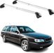 Omac Barres de toit transversales certifiées Tüv pour Audi A6 C4 C5 Avant 1994-2004 – Verrouillables (4 antivols) – Charge max 100 kg – Sangle inox + protection caoutchouc argent