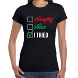 Bellatio Decorations Naughty Nice Kerst t-shirt - Zwart - Dames - XXL