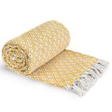 Emma Barclay Casablanca - Scandi Geweven Gerecycled Katoenen Stoel Sofa Setee Bed Gooi Over Deken in Oker - 50x60 (127x152cm)