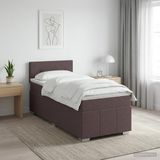 vidaXL Boxspringbed met matras, donkerbruin, 90 x 200 cm, stof
