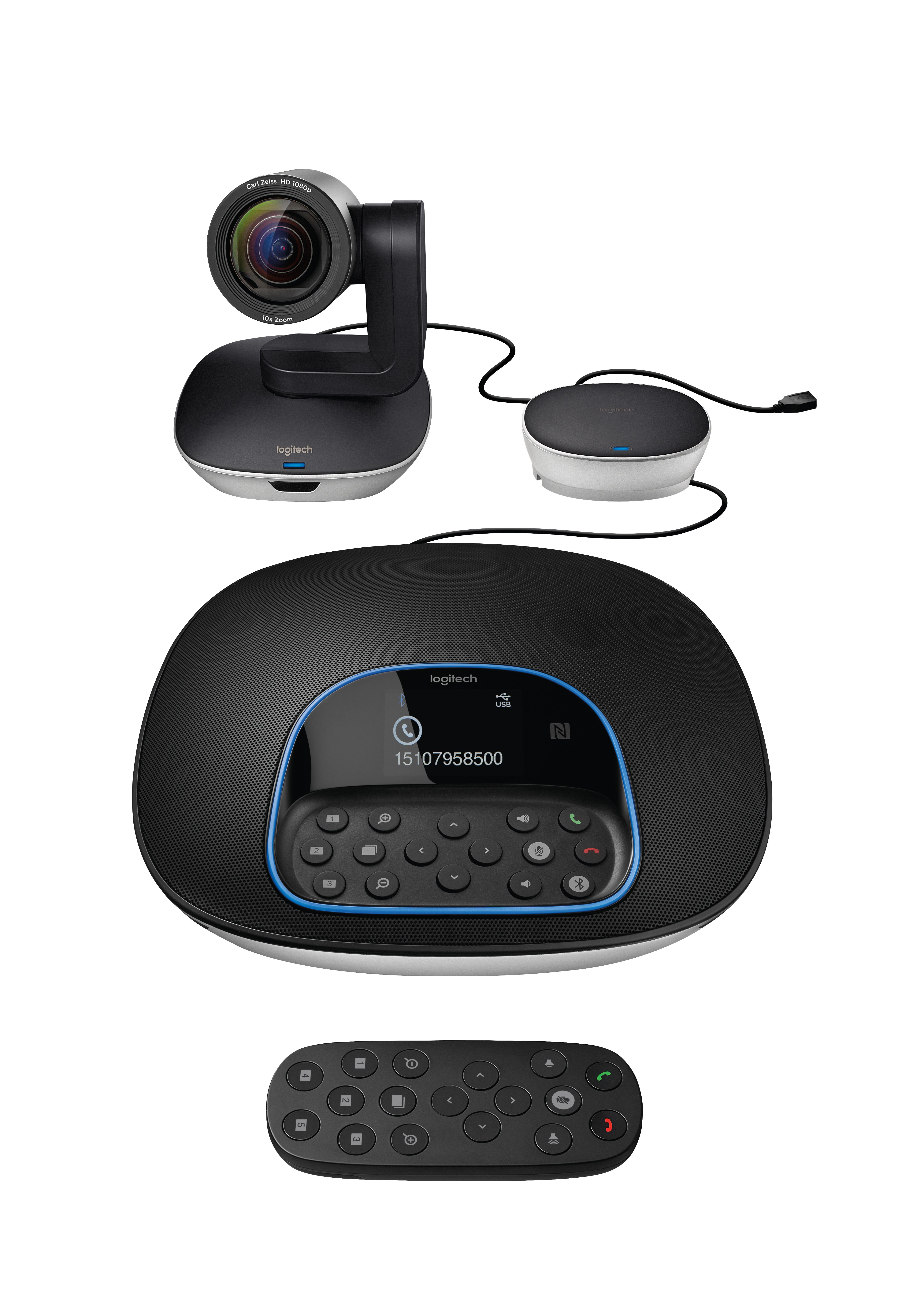 Logitech Group Video Conferencing System - Full HD, PTZ, Bluetooth - Black/Grey