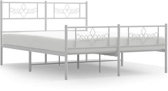 vidaXL Bedframe - Metaal - Wit - 135x190 cm