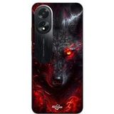 Maniacase Etui Oppo A58 Black Wolf rood licht