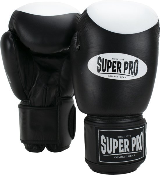 Super Pro Combat Gear Boxer Pro Bokshandschoenen Klittenband Zwart/Wit 14oz