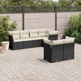 Maison Exclusive - Ensemble de meubles de jardin 7 pièces avec canapé et coussins, noir, en polyrotin