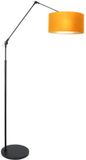 Steinhauer Zwarte Vloerlamp Booglamp Prestige Chic 8117ZW met Goud Velours Kap