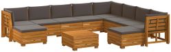 vidaXL - Ensemble de canapé d'extérieur 11 pièces, bois d'acacia massif, gris foncé