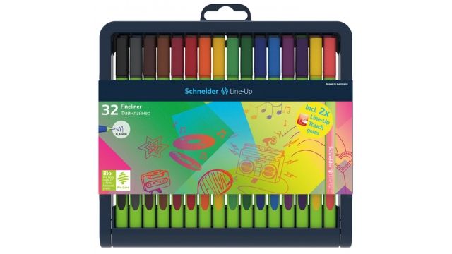 Schneider S-191091 Fineliner Line-Up 0.4mm Assorti 32 Stuks Incl. 2x Gratis Line-Up Touch