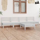 The Living Store Loungeset Grenenhout - Wit - 63.5 x 63.5 x 62.5 cm - 4-Piece