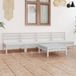 The Living Store Loungeset Grenenhout - Wit - 63.5 x 63.5 x 62.5 cm - 4-Piece