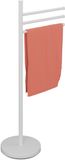Relaxdays handdoekrek, 3 draaibare stangen, HxBxD: 85,5 x 42 x 22 cm, rvs, badkamer, handdoekhouder, wit