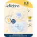 BIOLANE - Anatomische spenen van dieren - Extra fijne fopspenen - 0 tot 6 maanden - Blauw en beige - Platte en omkeerbare speen - Optimaal draagcomfort - Respect voor de mondontwikkeling - Hernieuwbaar