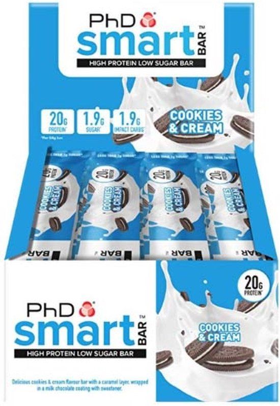 PhD - Smart Bar - Cookies & Cream (12 x 64g) - Protein Bar - 768g
