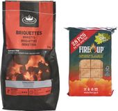 Fire-Up BBQ starterspakket - houtskool briketten 3 kilo - barbecue aanmaakblokjes 28x