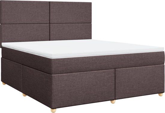 vidaXL Boxspring met matras stof donkerbruin 180x200 cm