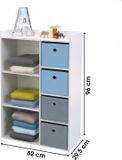 JUDY WILD "HAPPY" Kast met 3 vakken en 4 lades – Blauw en grijs – 62x29xH96 cm