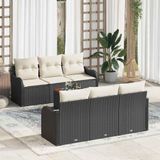 Prolenta Maison Exclusive Set van 7 tuinbankkussens, zwart, van polyrotan