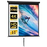 HOMCOM Projectiescherm 85 inch 1:1 HD 4K metalen behuizing 152 x 152 cm zwart