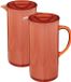 5Five Carafe à jus/carafe - Lot de 3 pièces - rouge - avec couvercle - 1950 ml - plastique