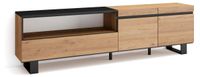 Meuble TV en bois de chêne/noir, 200x57x35 cm, pour téléviseurs jusqu'à 80 pouces
