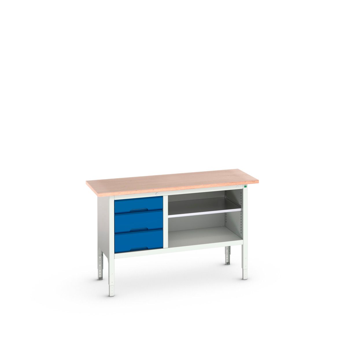 Bott Verso Werkbank | 1500x600x830-930mm | 3 Laden | 1 Schap | Multiplex | RAL 5010