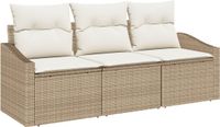 vidaXL Tuinbank Set Beige en Wit Polyrattan