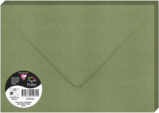 Clairefontaine Pollen enveloppen C5 salbeigroen 20 stuks