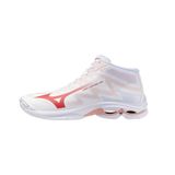 Mizuno Wave Lightning Pro Mid Dames Volleybalschoenen Wit/Roze Maat 38.5