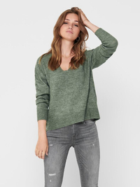 Green V-Neck Pullover - Women's - Size S