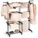 Sèche-linge - Modèle vertical extensible - XXL - Acier inoxydable - Noir - 78–130 x 64 x 172 cm