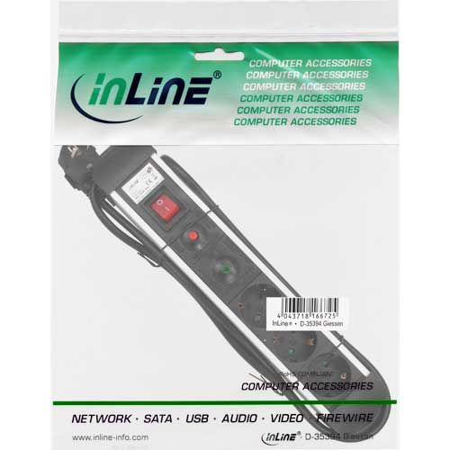 Inline 16431A Stekkerdoos - Zwart/Zilver - 1.5 m - 3500 Watt