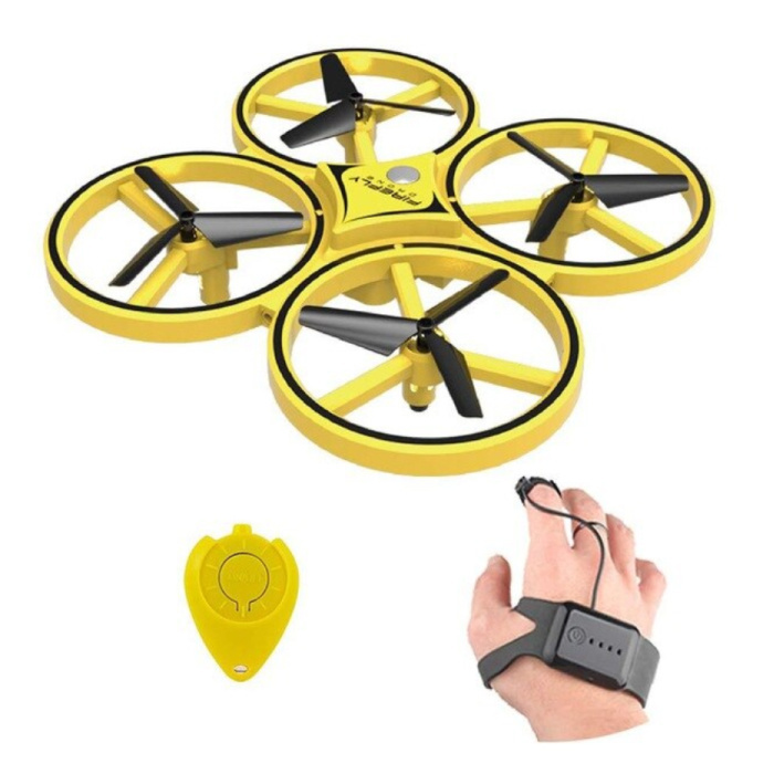 Stuff Certified ZF04 Drone met Handbediening - Mini RC Pocket Quadcopter Speelgoed Geel
