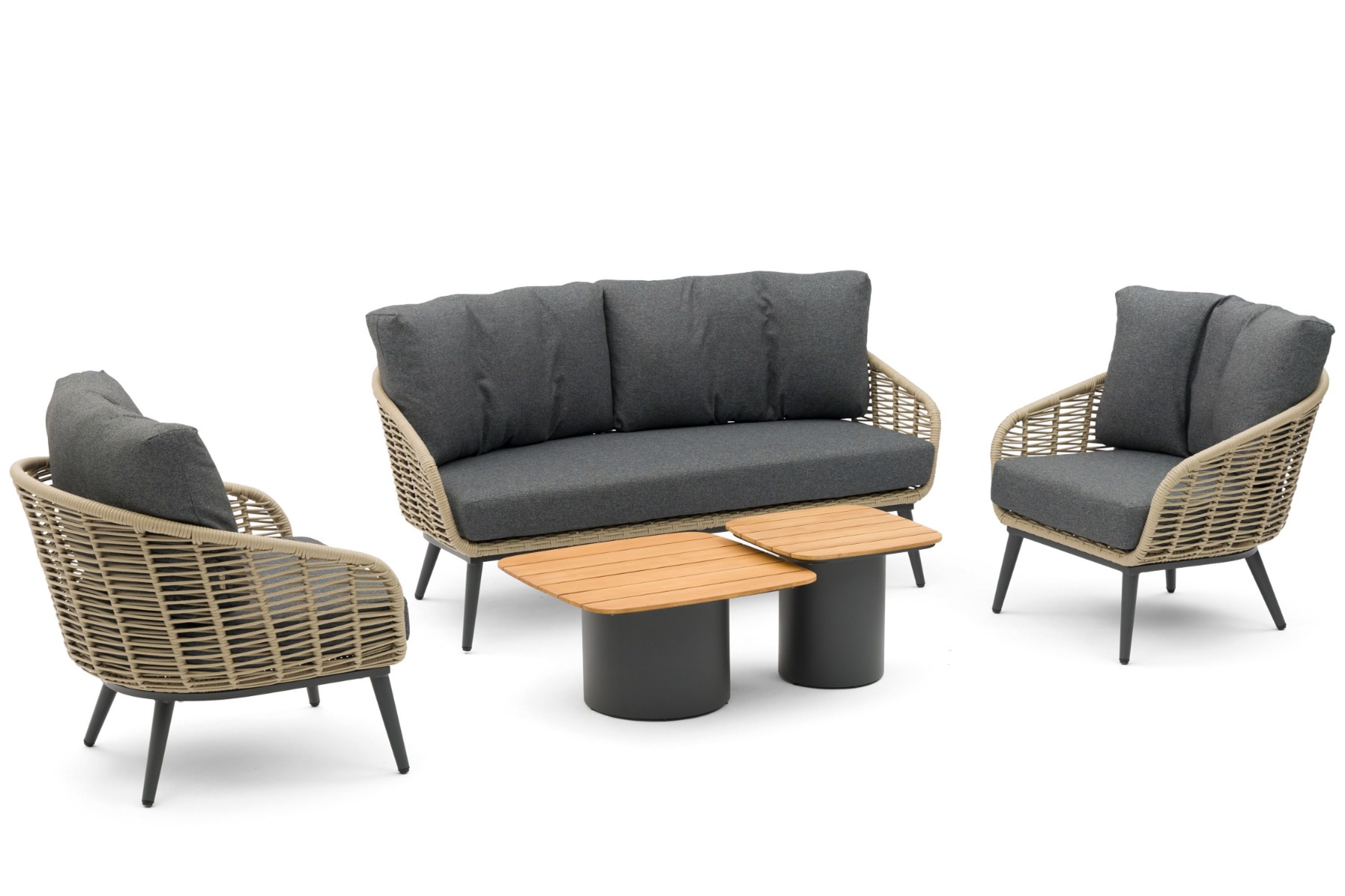 Coco Vinci Teak Stoel-Bank Loungeset 5-Delig