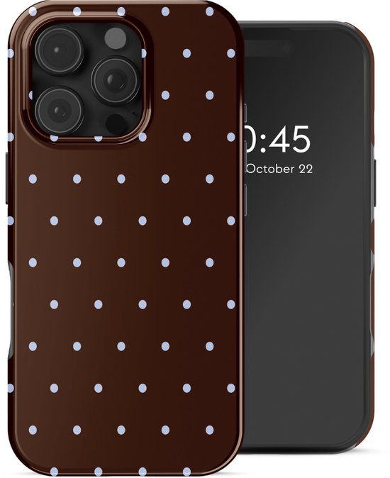 Selencia Hoesje - Geschikt voor Apple iPhone 16 Pro Max - Backcover - Happy Dots Chocolate
