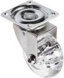 GTV - BRAZYLIA meubelwiel zonder rem - Zwenkwielen voor meubels - Staal/PC/PU - Diameter 50 mm - 360 graden zwenkwielen - Totale belasting per wiel 40 kg - Transparant