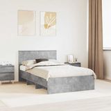 vidaXL Cadre de lit Béton Gris 135 x 190 cm Bois traité
