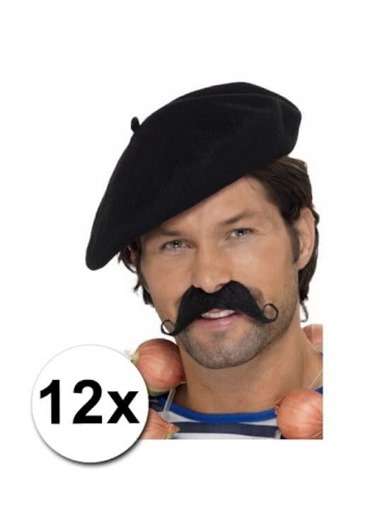 Panda - 12 zwarte Franse baretten luxe