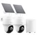 Reolink 2K Bewakingscamera Buiten Set Wifi met Zonne-energie/Accu, 360° Draaibaar, AI-Detectie, Centraal Beheer & Lokale Opslag, Geen Maandelijkse Bijdrage, Home Hub Mini+ 2x Argus PT Lite+Zonnepaneel