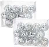 Cepewa Disco Kerstballen - 24 stuks - Zilver - 3 cm - Glas