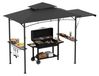 QEENTOE pavillon de grill avec auvents latéraux, double toit, 2 étagères latérales et crochets, abri de grill étanche, 245x141x253 cm, gris