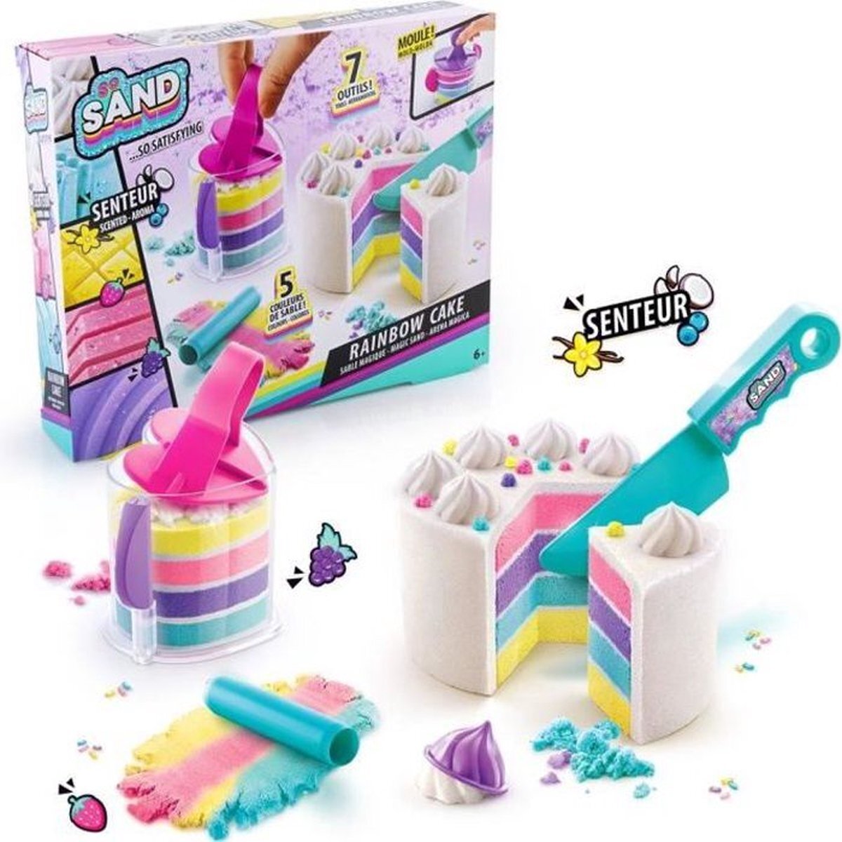 canal toys DIY-So zandset Magique-Rainbow Cake taartboog, regenboogboog, 036, 033, meerkleurig